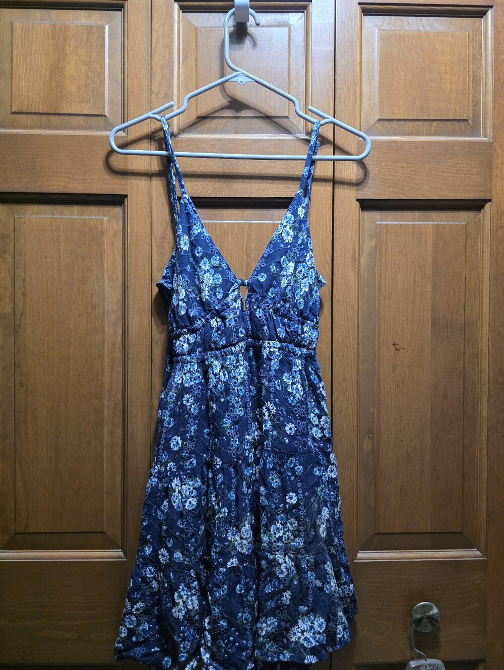 Angie Navy Blue Floral V-Neck Mini Dress